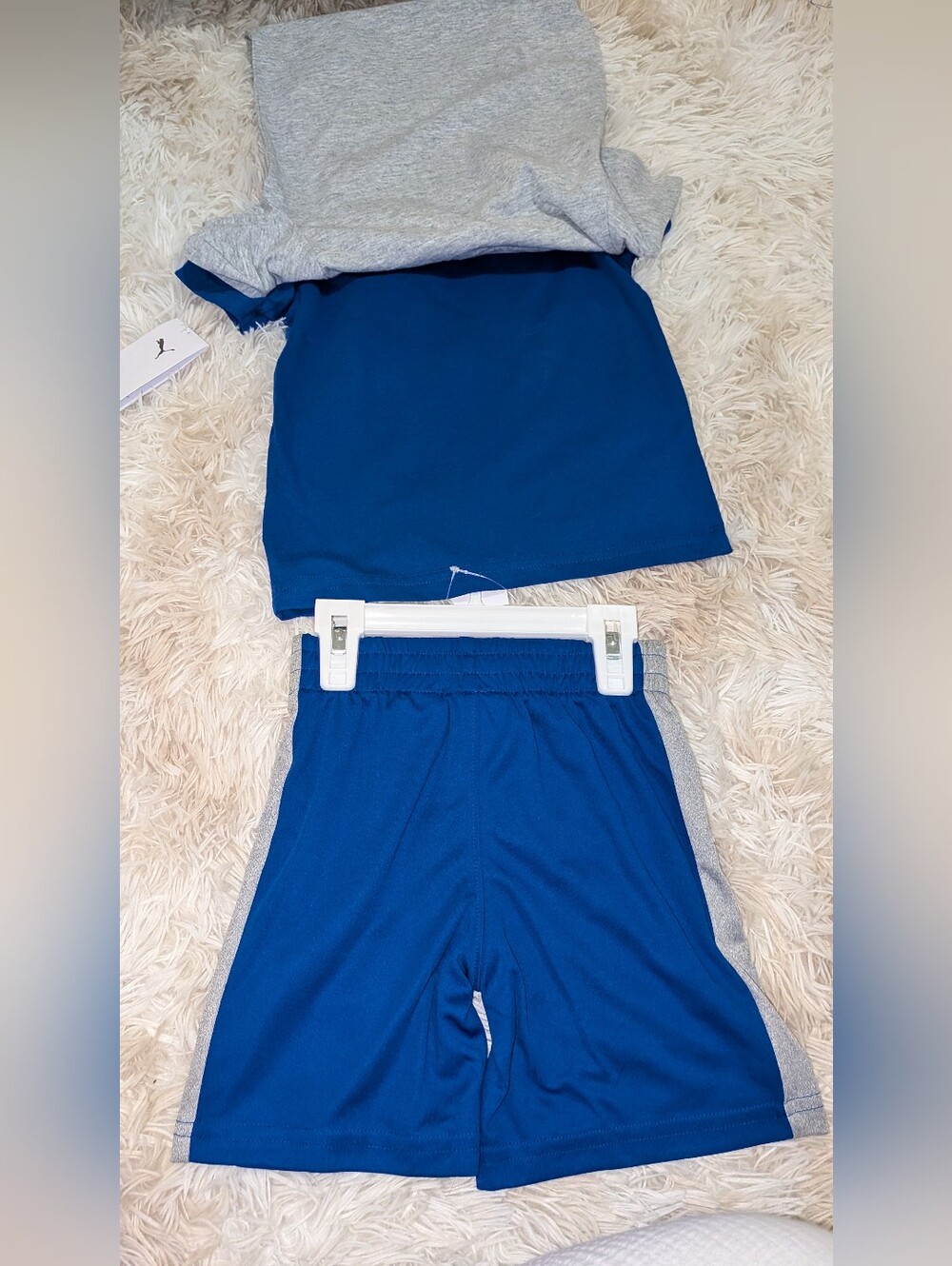 NWT, Puma,3 Pc, Blue & Gray Short Sleeve Shirts W/Gray Shorts -2T - Picture 5 of 7